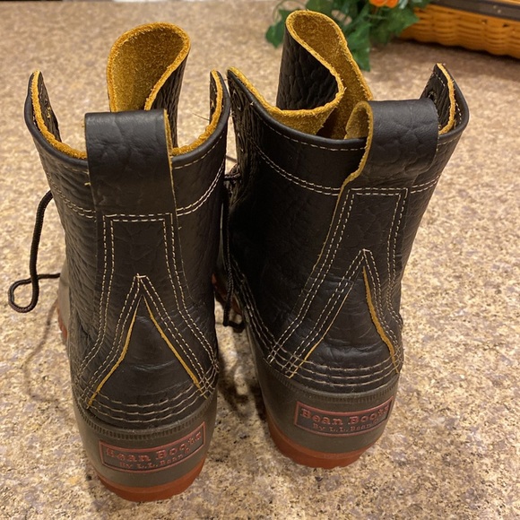 🔥Flash Sale🔥L.L. Bean Boots 8” Bison Leather Rubber Dk Brown Red 6M 274563 Duck - Picture 9 of 17